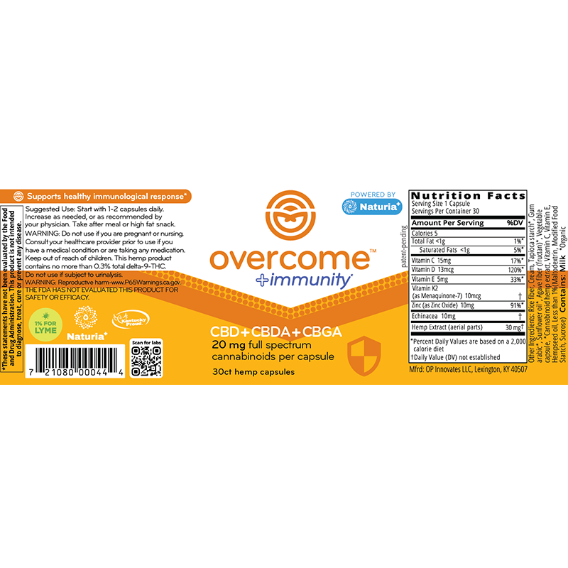 Overcome immunity 30ct label