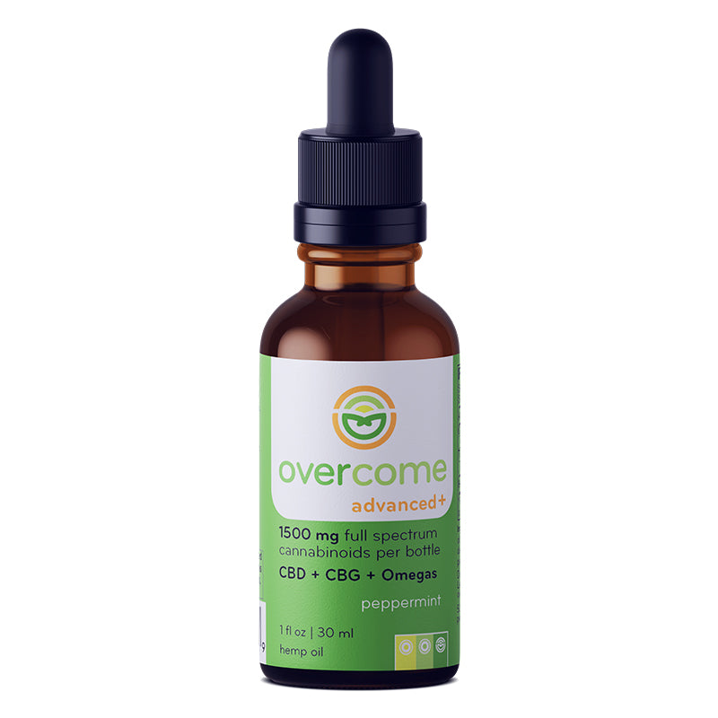 overcome 1500mg hemp oil bottle